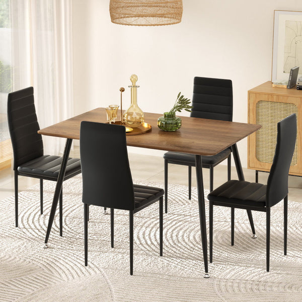 1 Artiss Dining Table and 4 Chairs Set Rectangle Metal Artiss