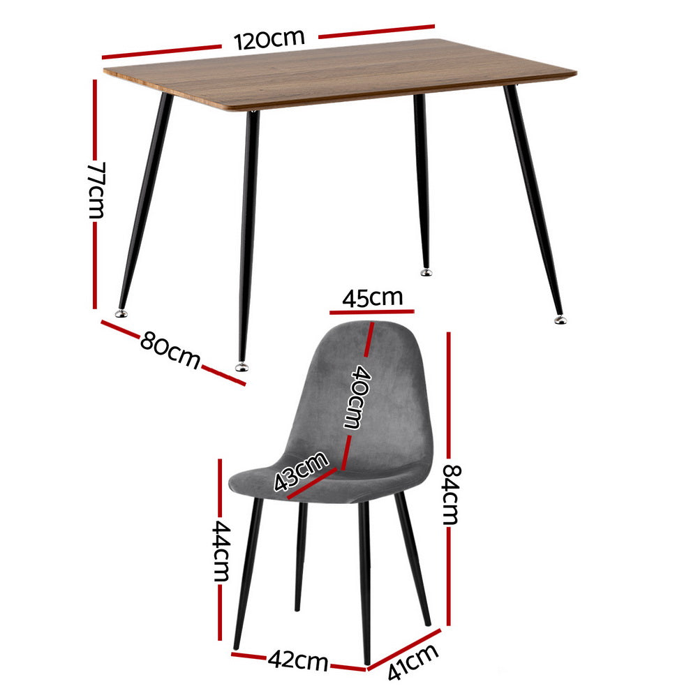 1 Artiss Dining Table and 4 Chairs Set Grey Metal Artiss