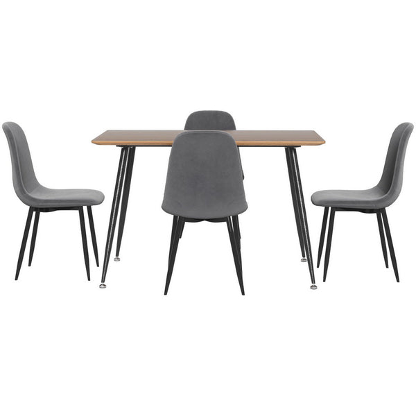 1 Artiss Dining Table and 4 Chairs Set Grey Metal Artiss