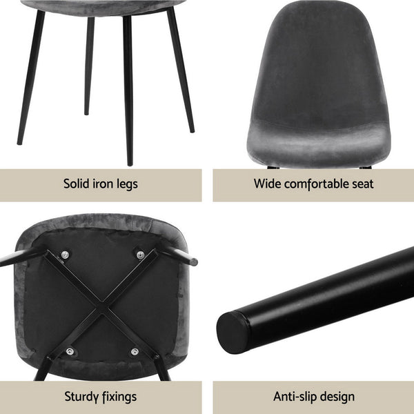 1 Artiss Dining Table and 4 Chairs Set Grey Metal Artiss