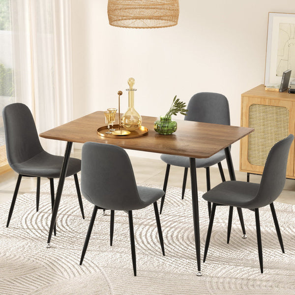 1 Artiss Dining Table and 4 Chairs Set Grey Metal Artiss