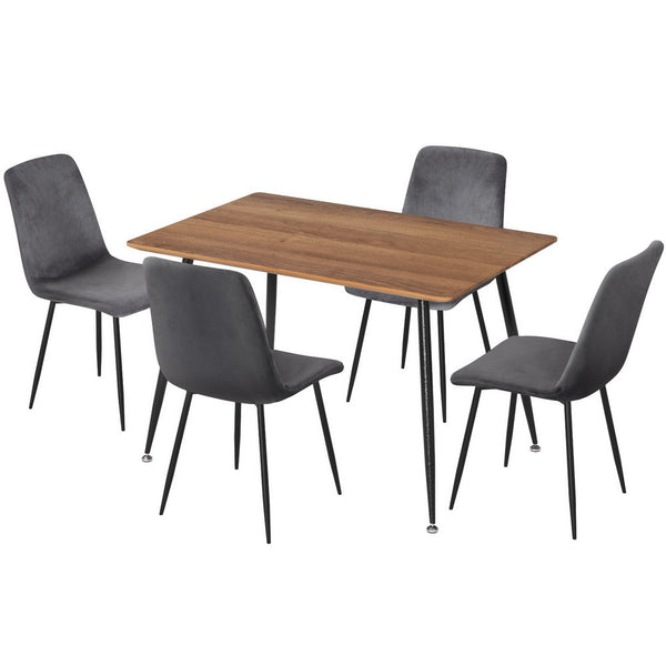 1 Artiss Dining Table and 4 Chairs Set Grey Velvet Artiss