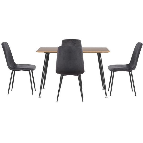 1 Artiss Dining Table and 4 Chairs Set Grey Velvet Artiss