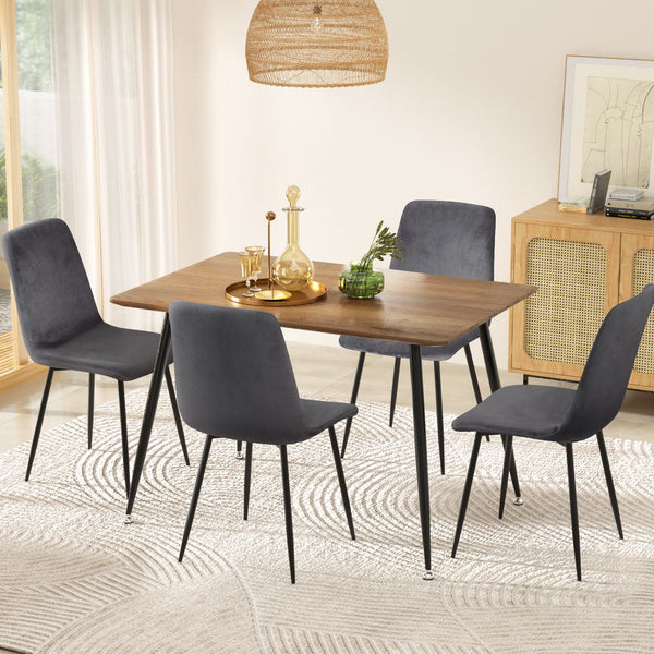 1 Artiss Dining Table and 4 Chairs Set Grey Velvet Artiss