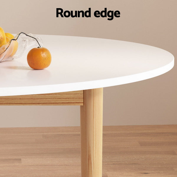 1 Artiss Dining Table and 4 Chairs Set White Wood Artiss