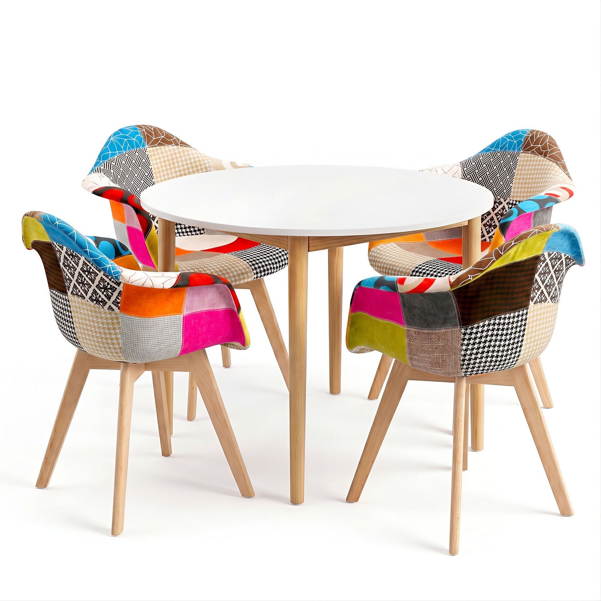 1 Artiss Dining Table and 4 Mid Century Chairs Set White Awezingly