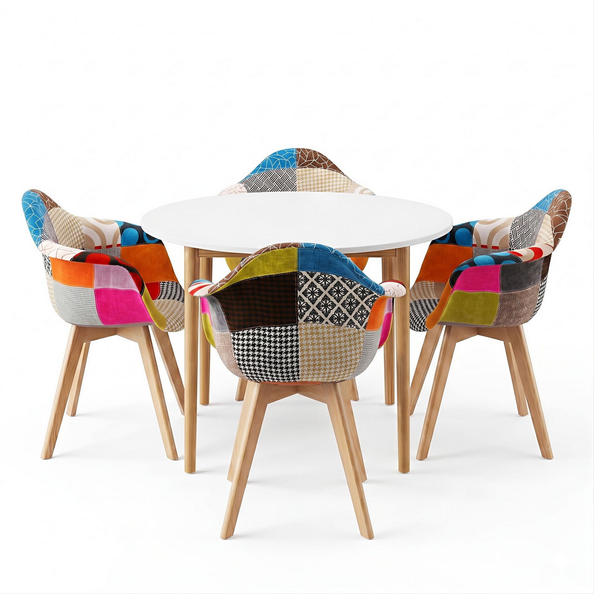 1 Artiss Dining Table and 4 Mid Century Chairs Set White Awezingly