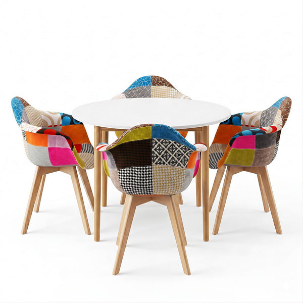 1 Artiss Dining Table and 4 Mid Century Chairs Set White Awezingly