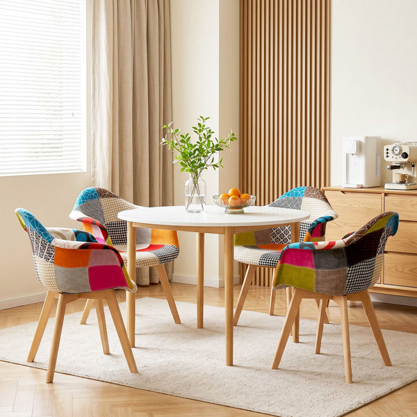 1 Artiss Dining Table and 4 Mid Century Chairs Set White Awezingly