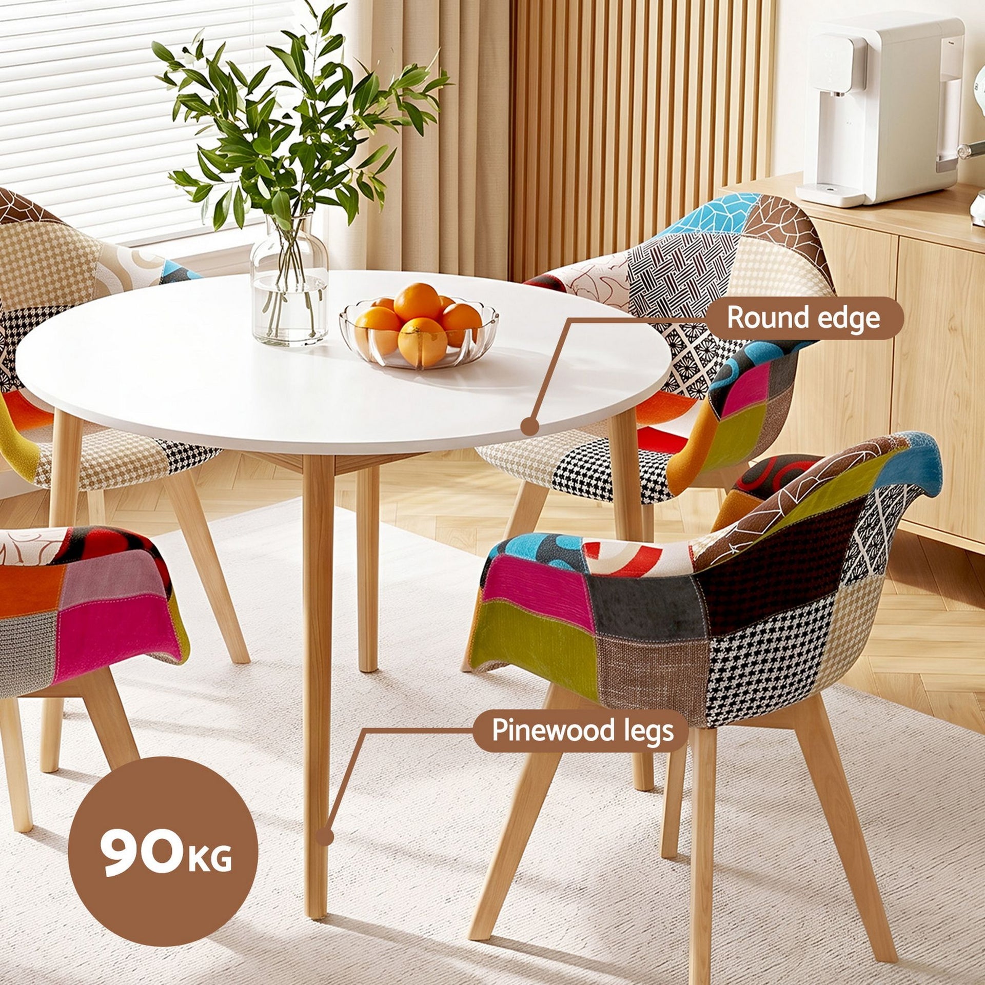 1 Artiss Dining Table and 4 Mid Century Chairs Set White Awezingly