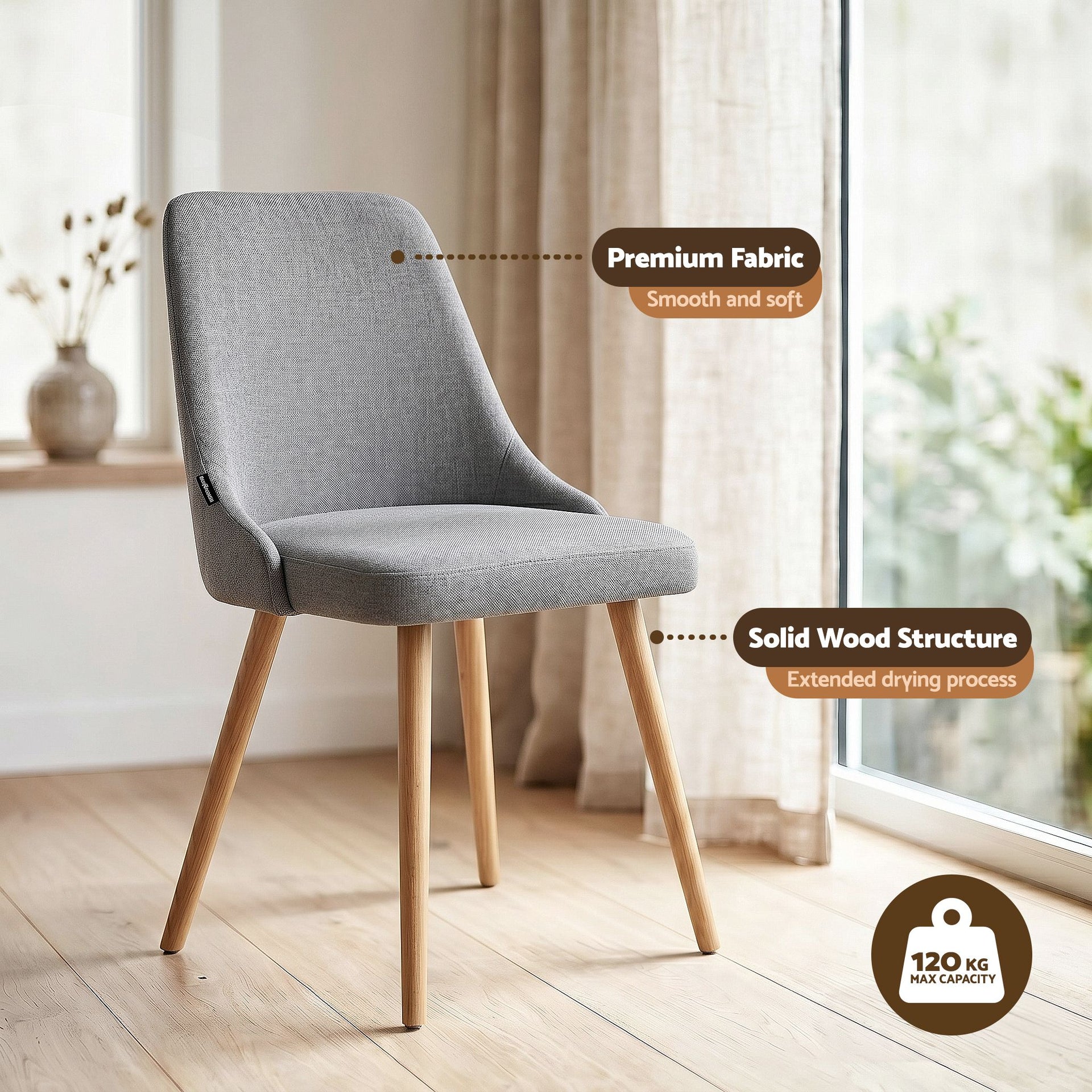 Artiss Round Dining Table and Chairs Set 5pcs Compact Kitchen Furniture White Natural Wood & Grey Awezingly