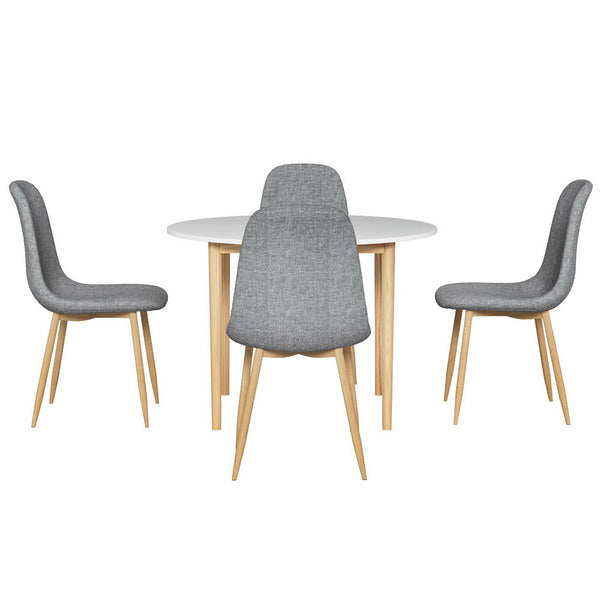 1 Artiss Dining Table and 4 Chairs Set White Grey Artiss