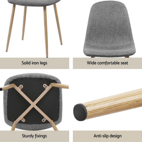 1 Artiss Dining Table and 4 Chairs Set White Grey Artiss