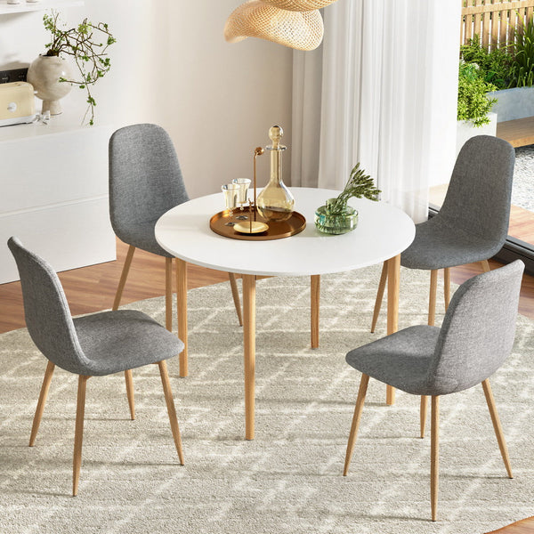 1 Artiss Dining Table and 4 Chairs Set White Grey Artiss