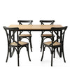 Artiss Dining Table and Chairs Set 5PCS Industrial 4 Black Rattan Chairs for Kitchen, Dining Room, Café