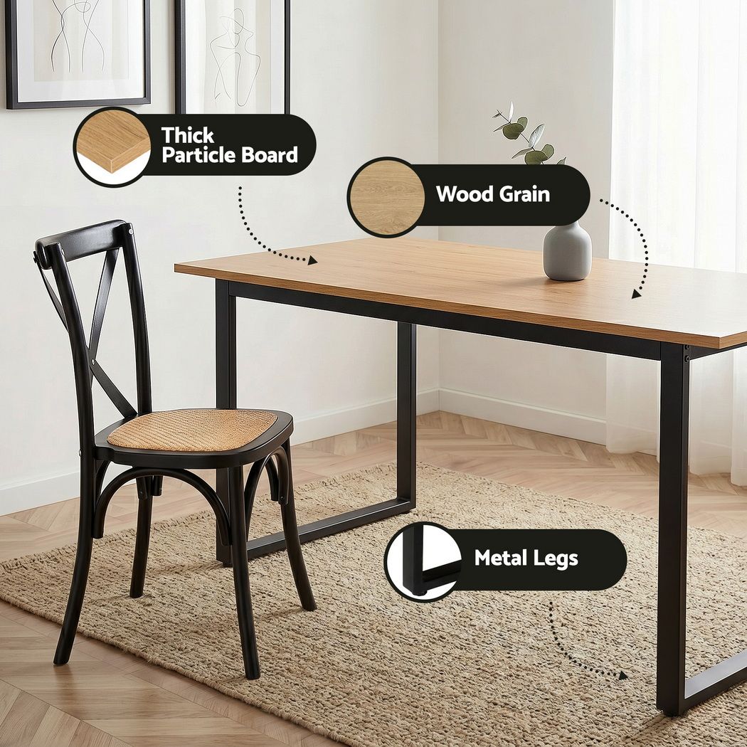 Artiss Dining Table and Chairs Set 5PCS Industrial 4 Black Rattan Chairs for Kitchen, Dining Room, Café Giantz