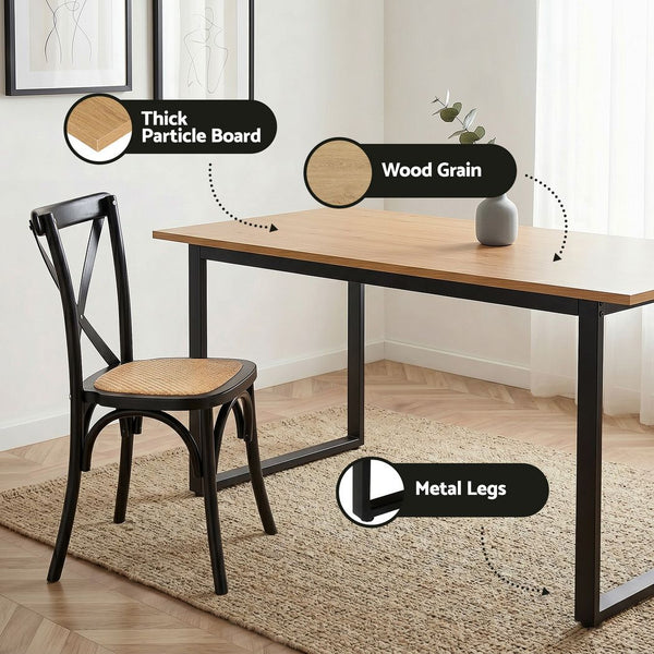 Artiss Dining Table and Chairs Set 5PCS Industrial 4 Black Rattan Chairs for Kitchen, Dining Room, Café Giantz
