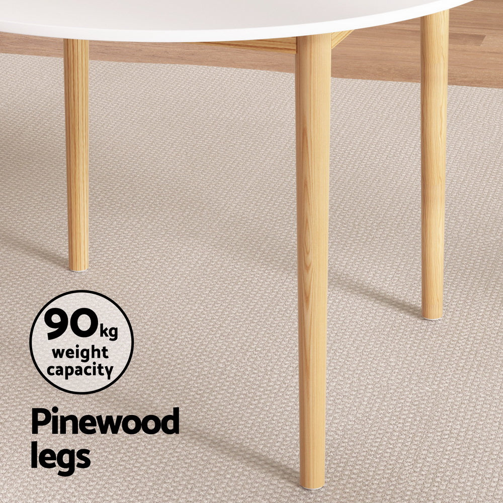 1 Artiss Dining Table and 4 Chairs Set Wishbone Wood Artiss