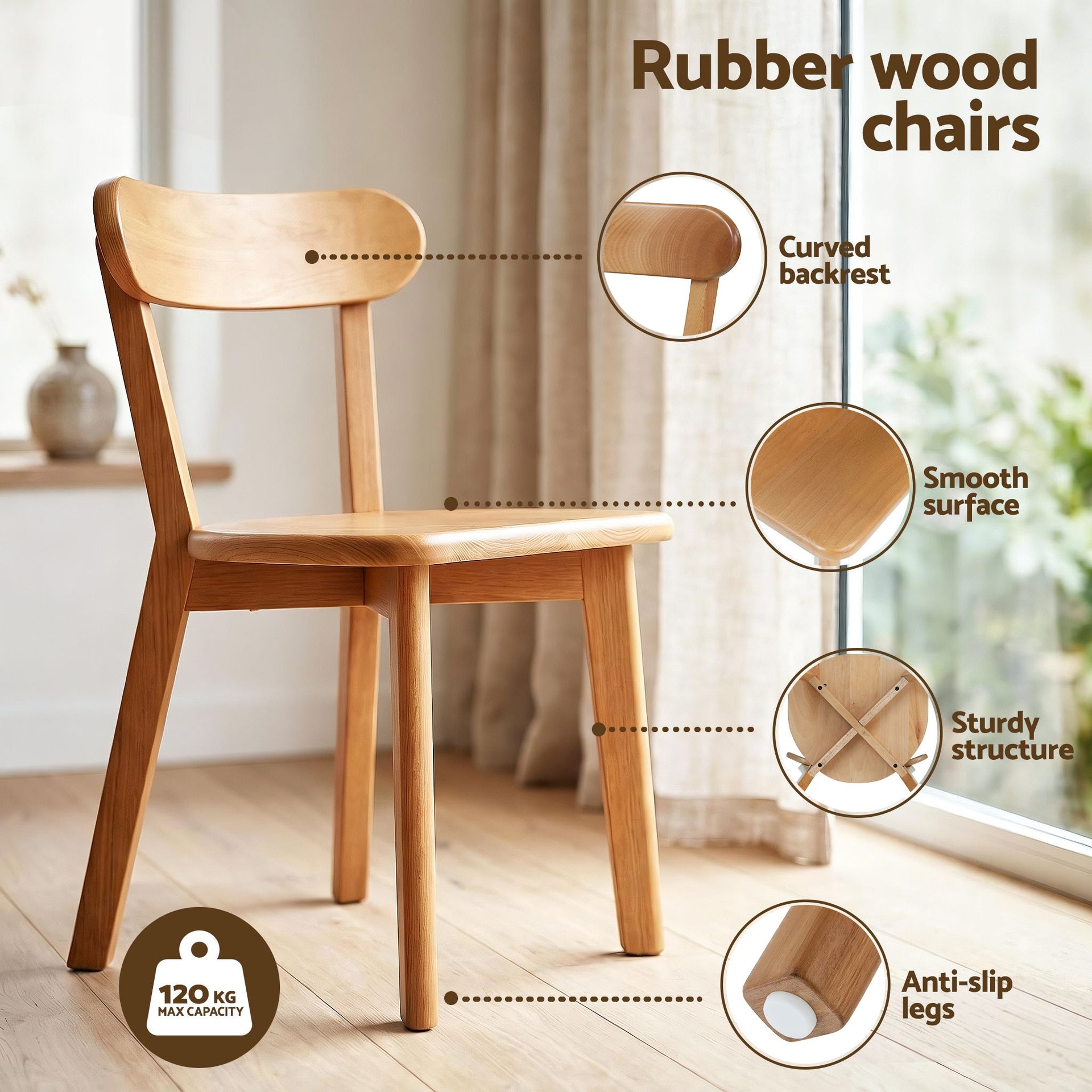 Artiss Round Dining Table and Chairs Set 5 PCS, 108cm Compact Kitchen Table Set with Solid Pine Wood Legs & 4 Ergonomic Rubber Wood Chairs,White Timber Dining Set for Small Space Awezingly