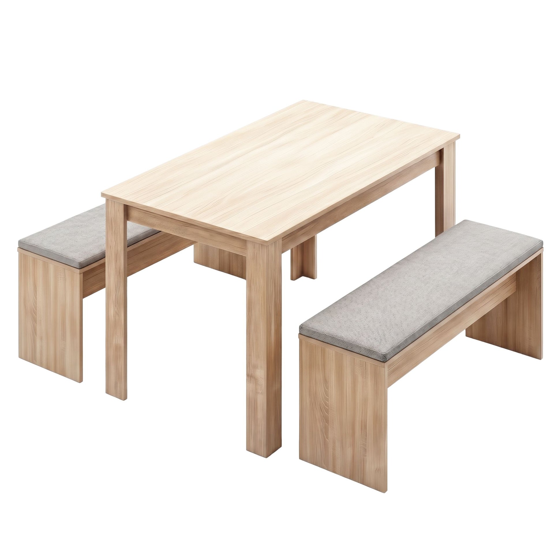 Artiss 3 Piece Dining Sets, 120cm Wooden Dining Table and 2 Upholstered Chairs Set, Space-Saving Modern Kitchen Dining Suite for Home Apartment (Oak) Awezingly