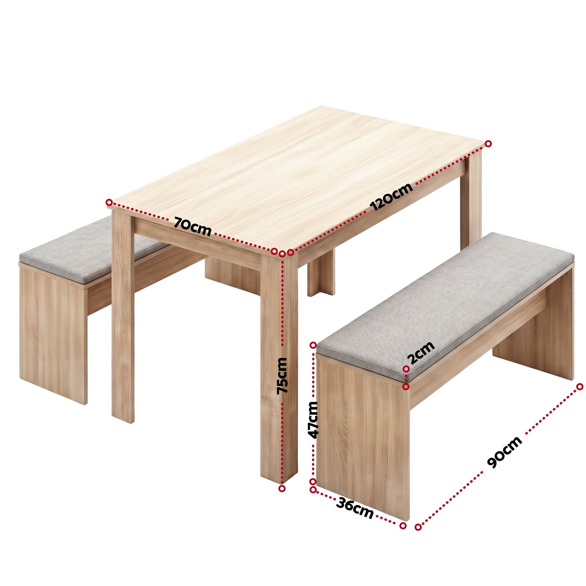 Artiss 3 Piece Dining Sets, 120cm Wooden Dining Table and 2 Upholstered Chairs Set, Space-Saving Modern Kitchen Dining Suite for Home Apartment (Oak) Awezingly