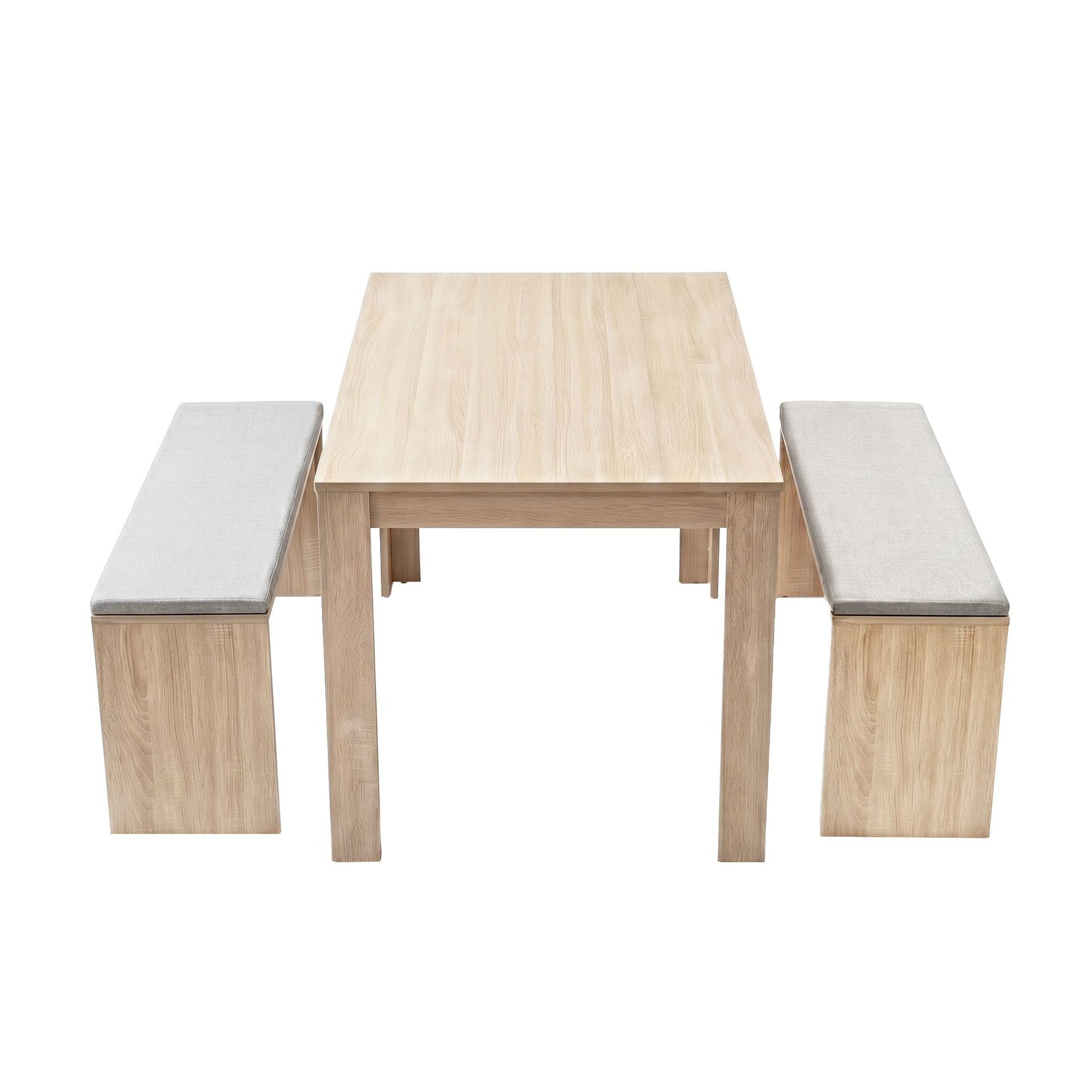 Artiss 3 Piece Dining Sets, 120cm Wooden Dining Table and 2 Upholstered Chairs Set, Space-Saving Modern Kitchen Dining Suite for Home Apartment (Oak) Awezingly