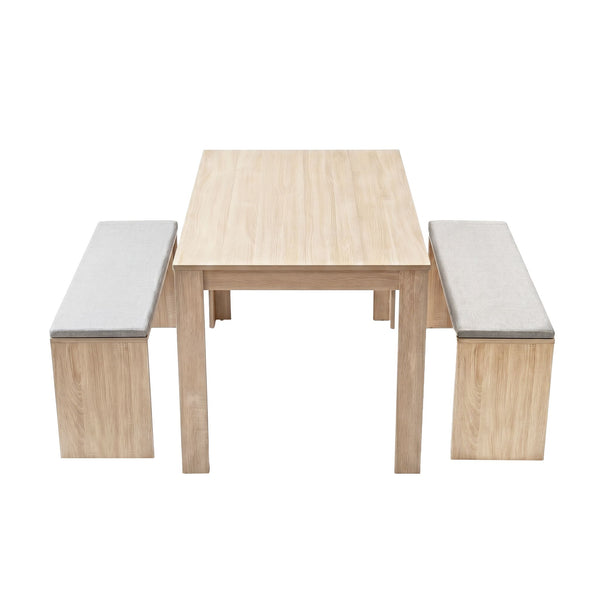 Artiss 3 Piece Dining Sets, 120cm Wooden Dining Table and 2 Upholstered Chairs Set, Space-Saving Modern Kitchen Dining Suite for Home Apartment (Oak) Awezingly