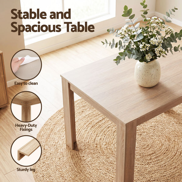 Artiss 3 Piece Dining Sets, 120cm Wooden Dining Table and 2 Upholstered Chairs Set, Space-Saving Modern Kitchen Dining Suite for Home Apartment (Oak) Awezingly