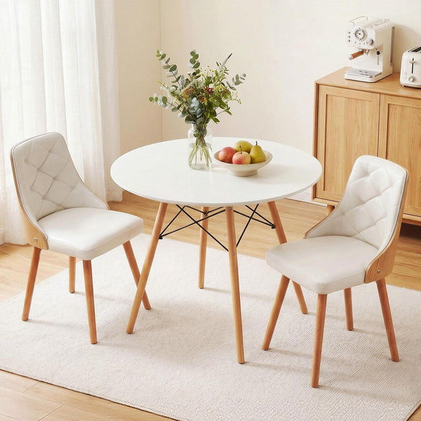 Artiss Dining Table and Chairs Set 3PCS 90cm 2 Seater Round Dining Set for Kitchen, Apartment, Dining Room White Awezingly