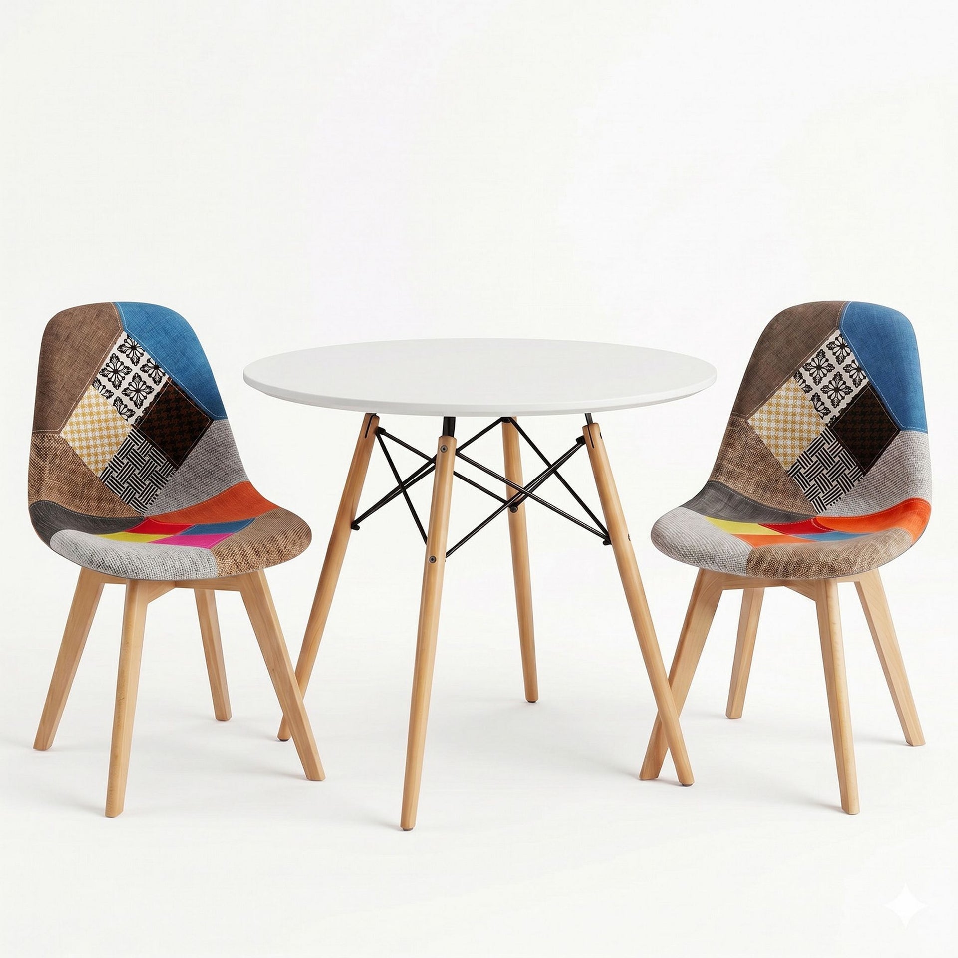 Artiss Dining Table and Chairs Set 3PCS Round 2 Seater Dining Set for Kitchen, Apartment, Dining Room White Artiss