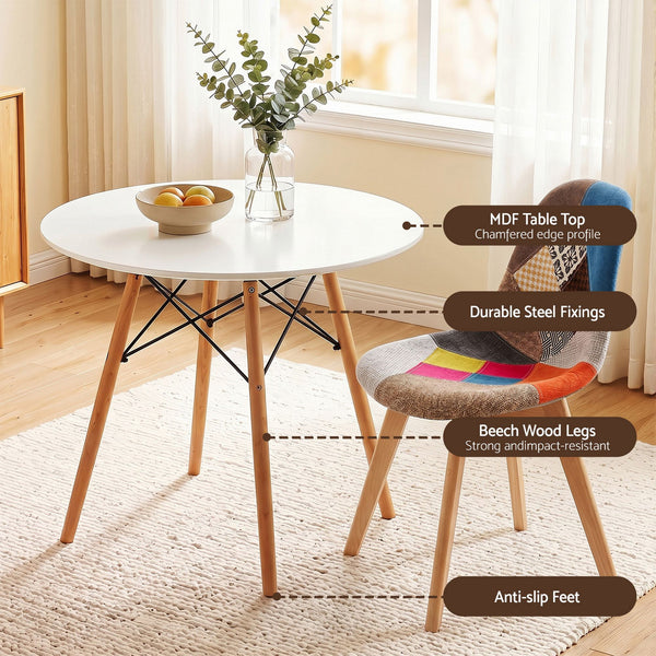 Artiss Dining Table and Chairs Set 3PCS Round 2 Seater Dining Set for Kitchen, Apartment, Dining Room White Artiss