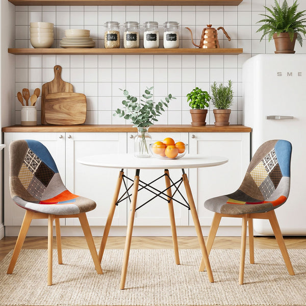Artiss Dining Table and Chairs Set 3PCS Round 2 Seater Dining Set for Kitchen, Apartment, Dining Room White Artiss