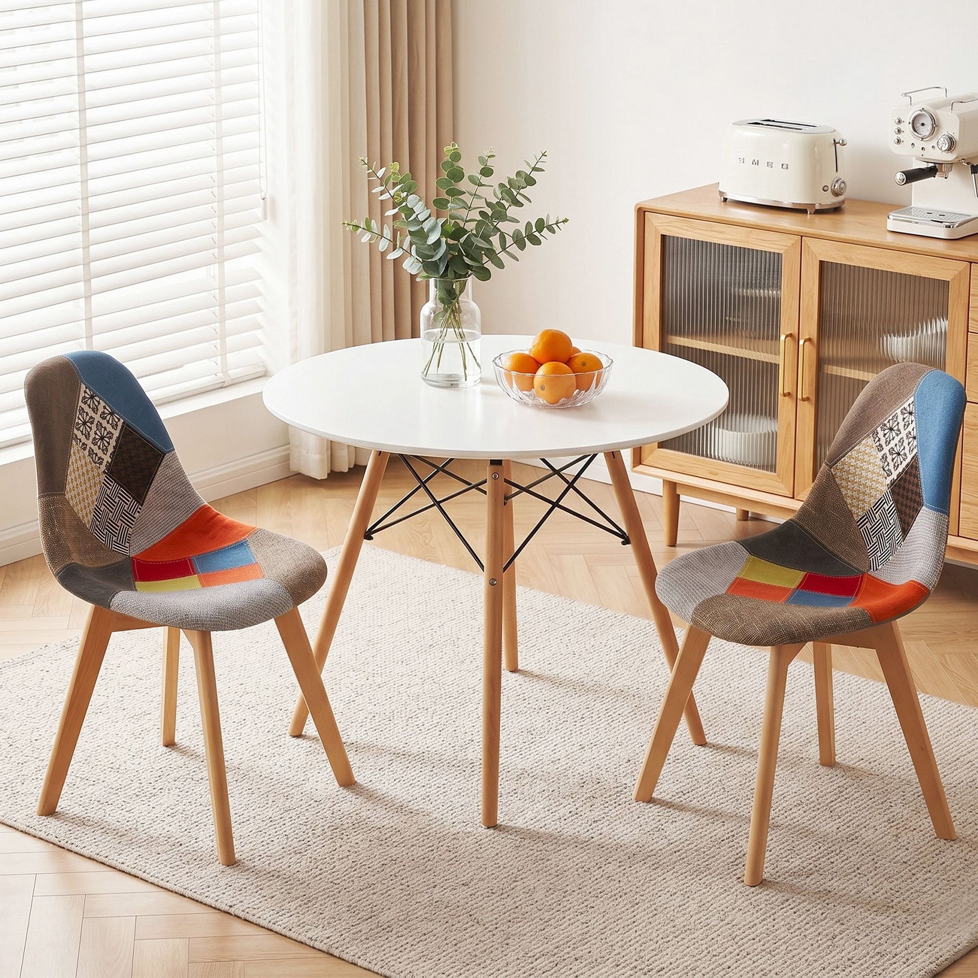 Artiss Dining Table and Chairs Set 3PCS Round 2 Seater Dining Set for Kitchen, Apartment, Dining Room White Artiss