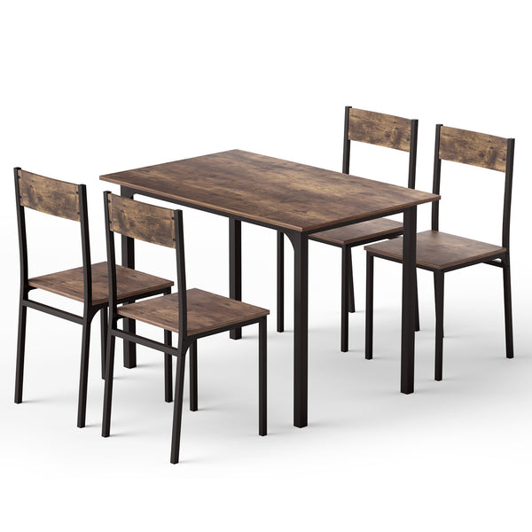 Artiss Dining Table and Chairs Set of 5 Compact Kitchen Furniture Rustic Brown Artiss