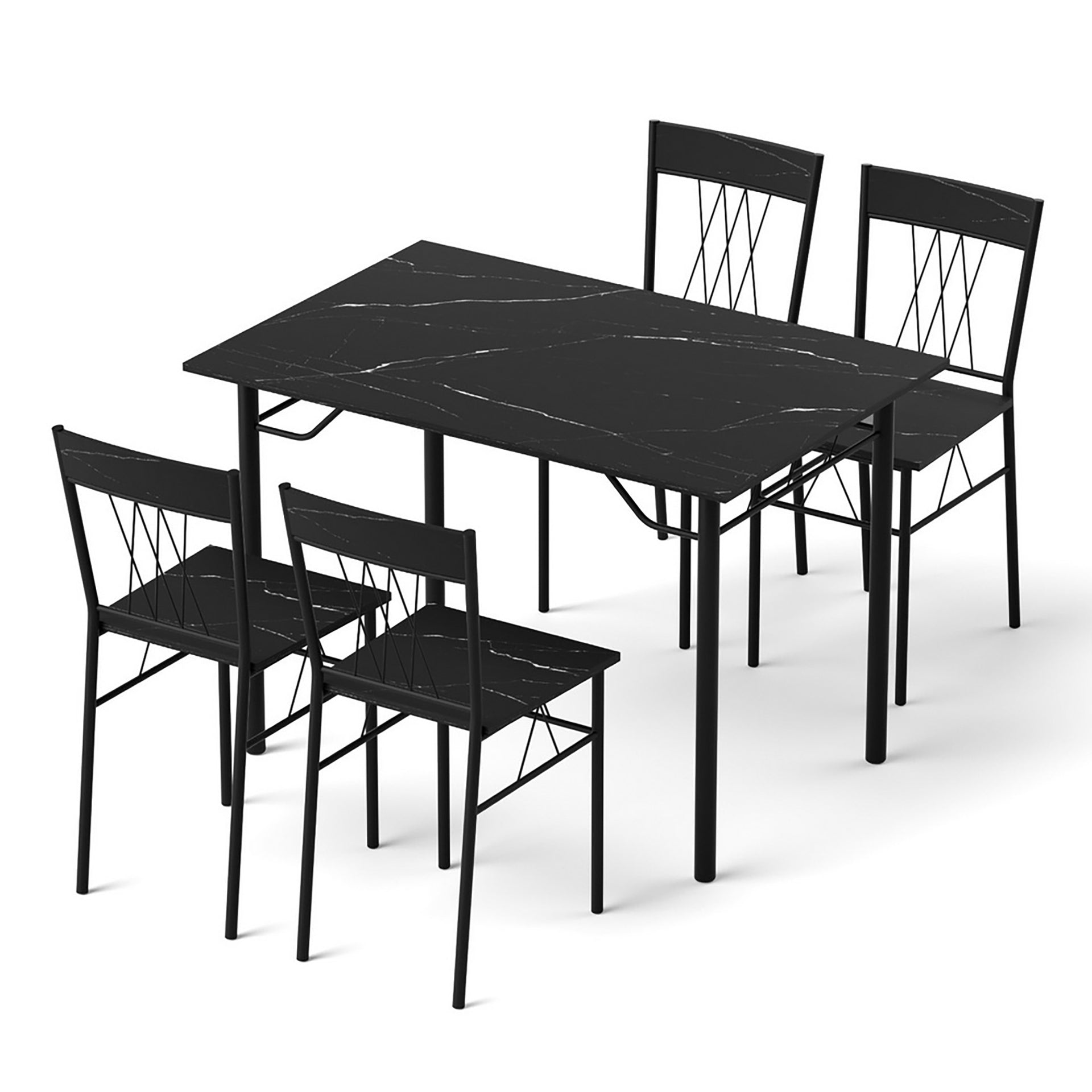 Artiss Dining Table and Chairs Set of 5 Compact Kitchen Furniture Marble Black Artiss