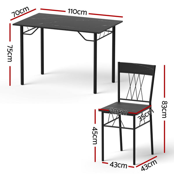 Artiss Dining Table and Chairs Set of 5 Compact Kitchen Furniture Marble Black Artiss