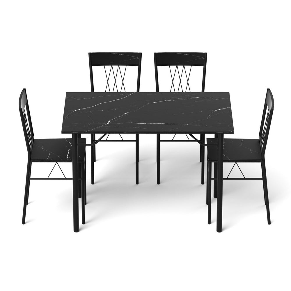Artiss Dining Table and Chairs Set of 5 Compact Kitchen Furniture Marble Black Artiss