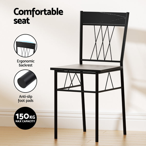 Artiss Dining Table and Chairs Set of 5 Compact Kitchen Furniture Marble Black Artiss