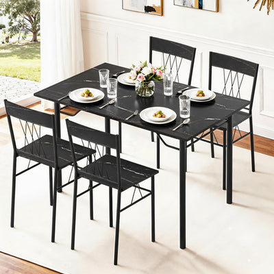 Artiss Dining Table and Chairs Set of 5 Compact Kitchen Furniture Marble Black