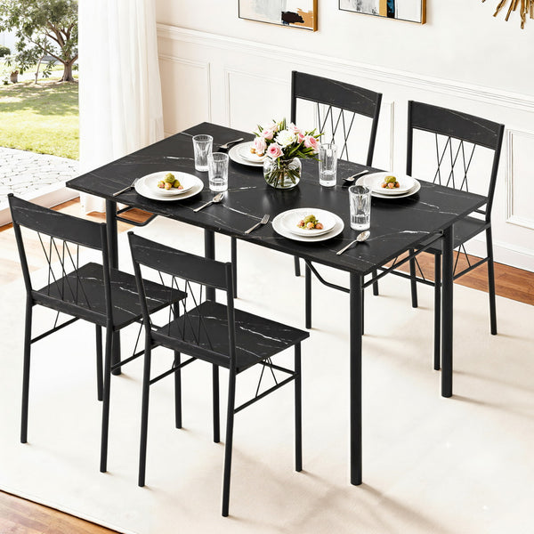 Artiss Dining Table and Chairs Set of 5 Compact Kitchen Furniture Marble Black Artiss
