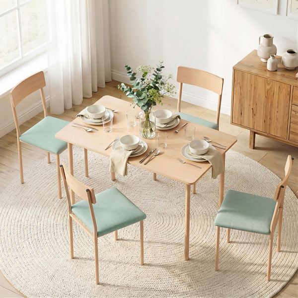Artiss Dining Table and Chairs Set of 5 Compact Kitchen Furniture Natural Light Green Awezingly