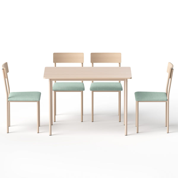Artiss Dining Table and Chairs Set of 5 Compact Kitchen Furniture Natural Light Green Awezingly