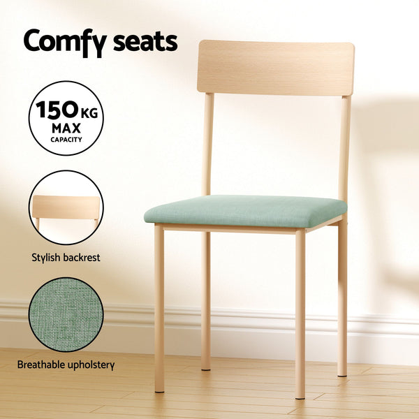 Artiss Dining Table and Chairs Set of 5 Compact Kitchen Furniture Natural Light Green Awezingly