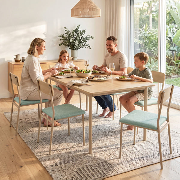 Artiss Dining Table and Chairs Set of 5 Compact Kitchen Furniture Natural Light Green Awezingly
