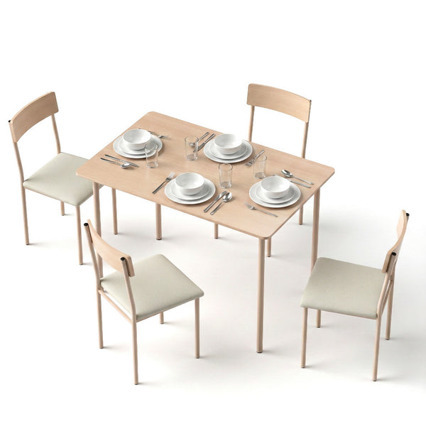 Artiss Dining Table and Chairs Set of 5 Compact Kitchen Furniture Natural Beige Awezingly