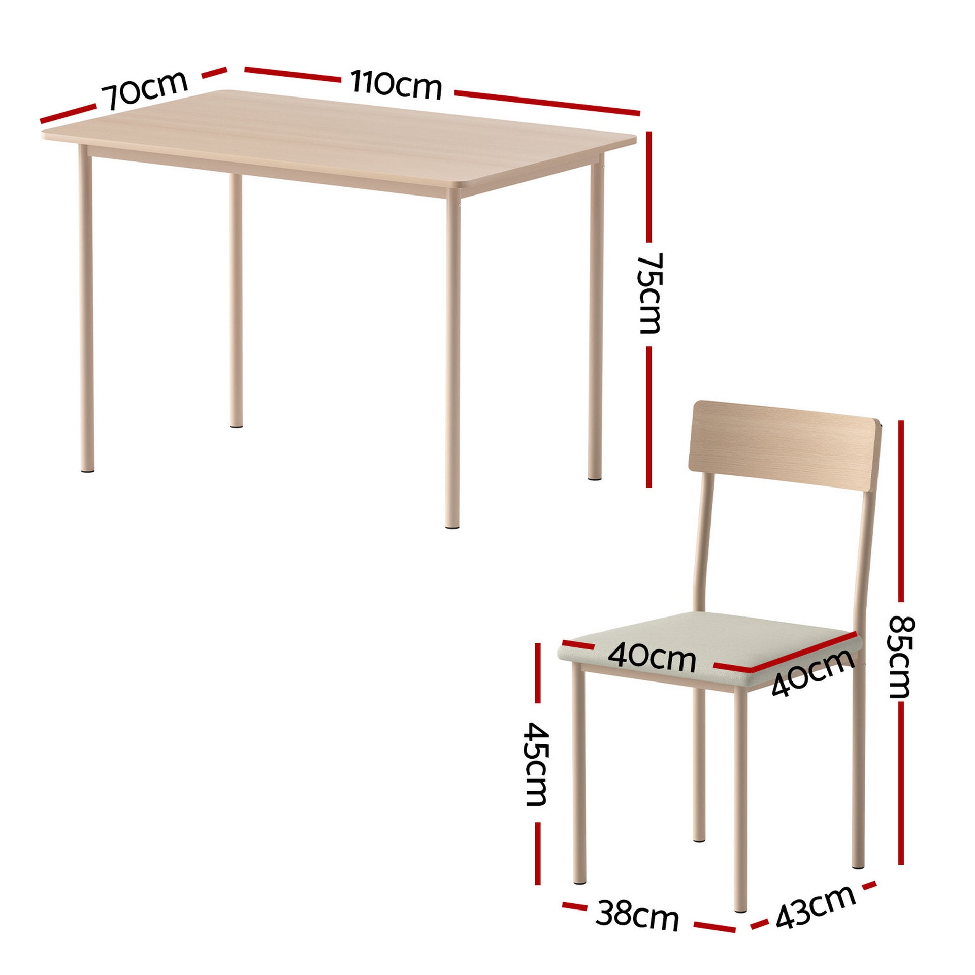 Artiss Dining Table and Chairs Set of 5 Compact Kitchen Furniture Natural Beige Awezingly