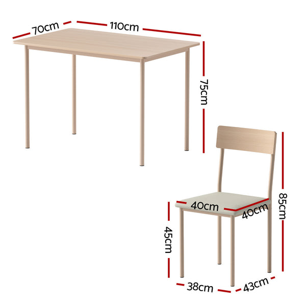 Artiss Dining Table and Chairs Set of 5 Compact Kitchen Furniture Natural Beige Awezingly