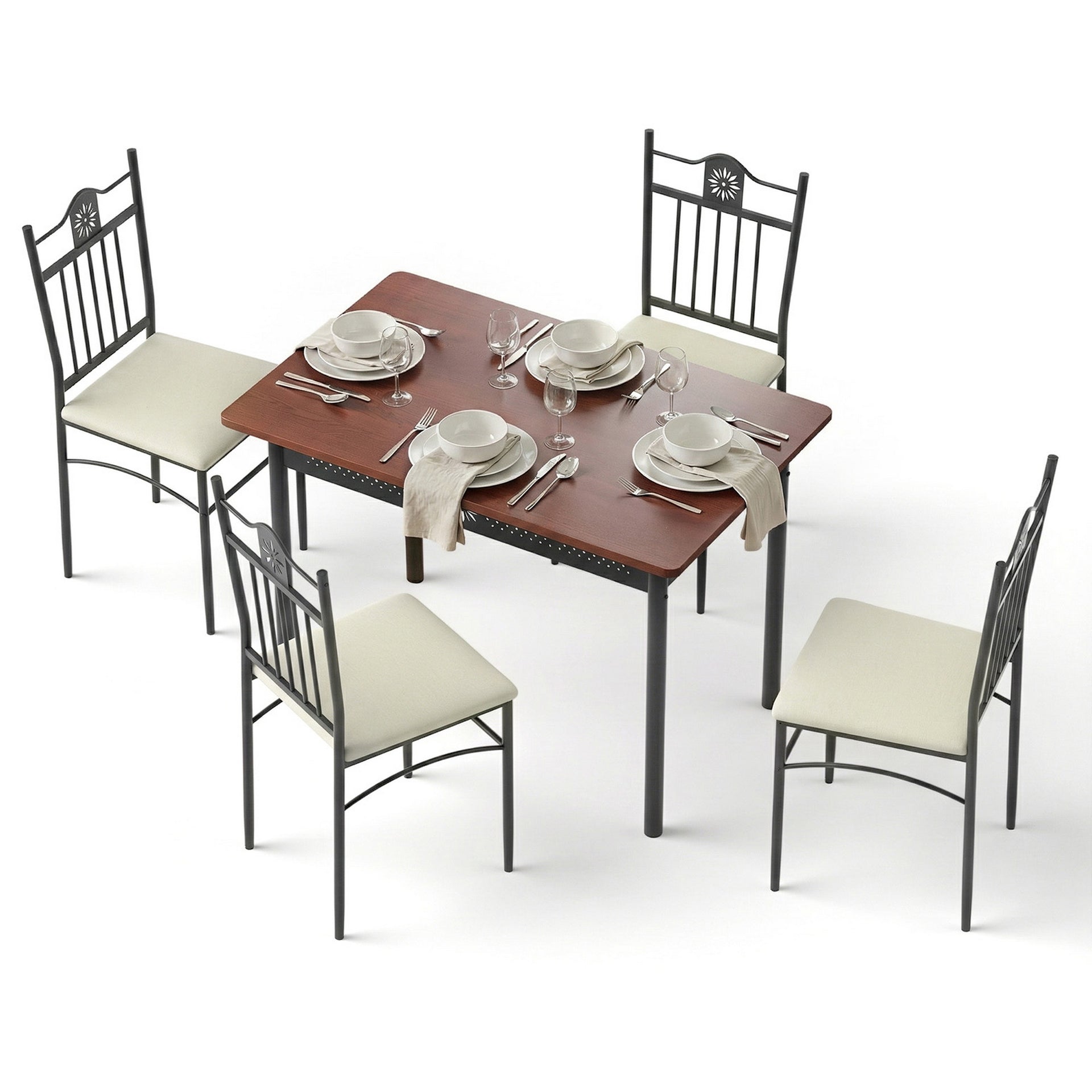 Artiss Dining Table and Chairs Set of 5 Compact Kitchen Furniture Upholstered Awezingly