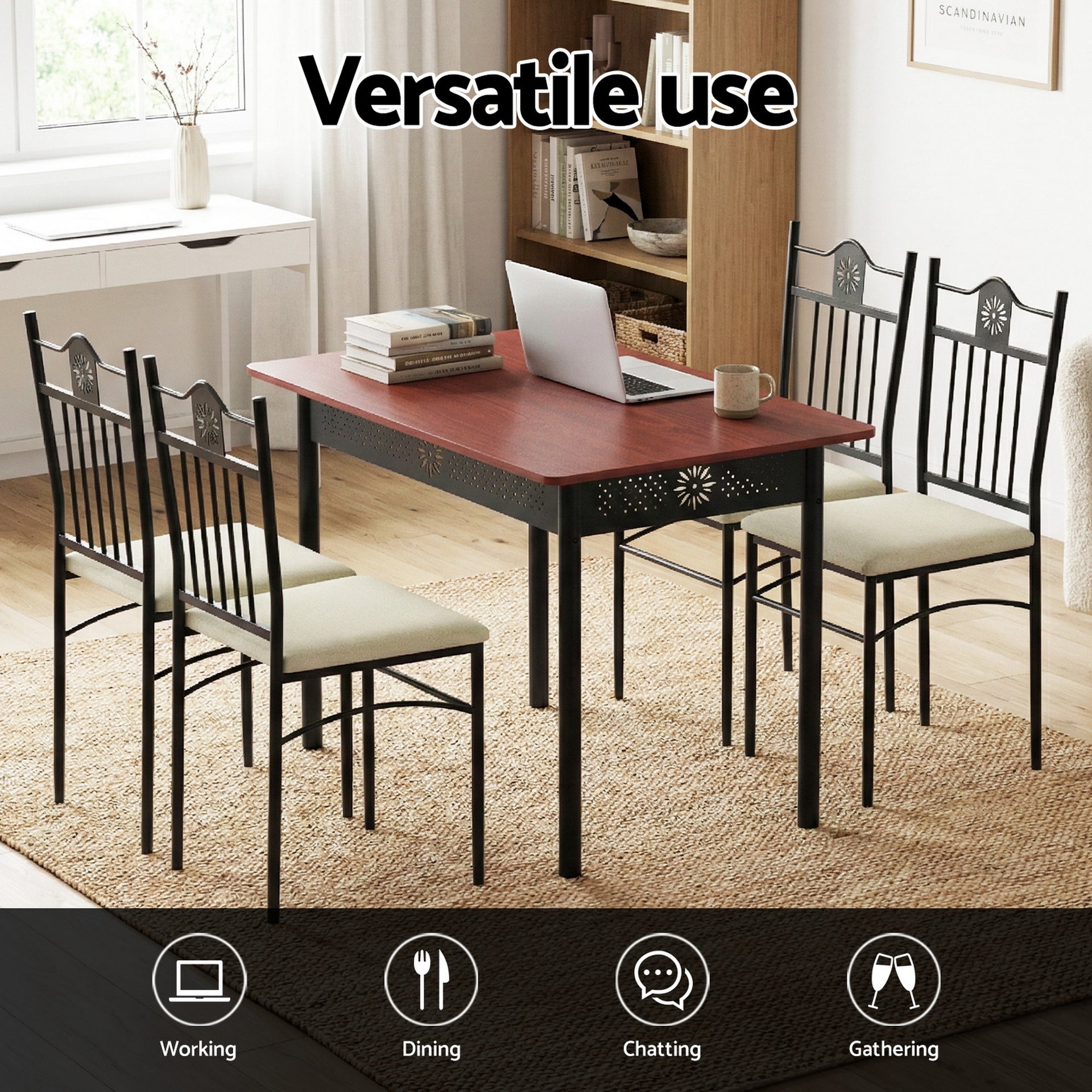 Artiss Dining Table and Chairs Set of 5 Compact Kitchen Furniture Upholstered Awezingly
