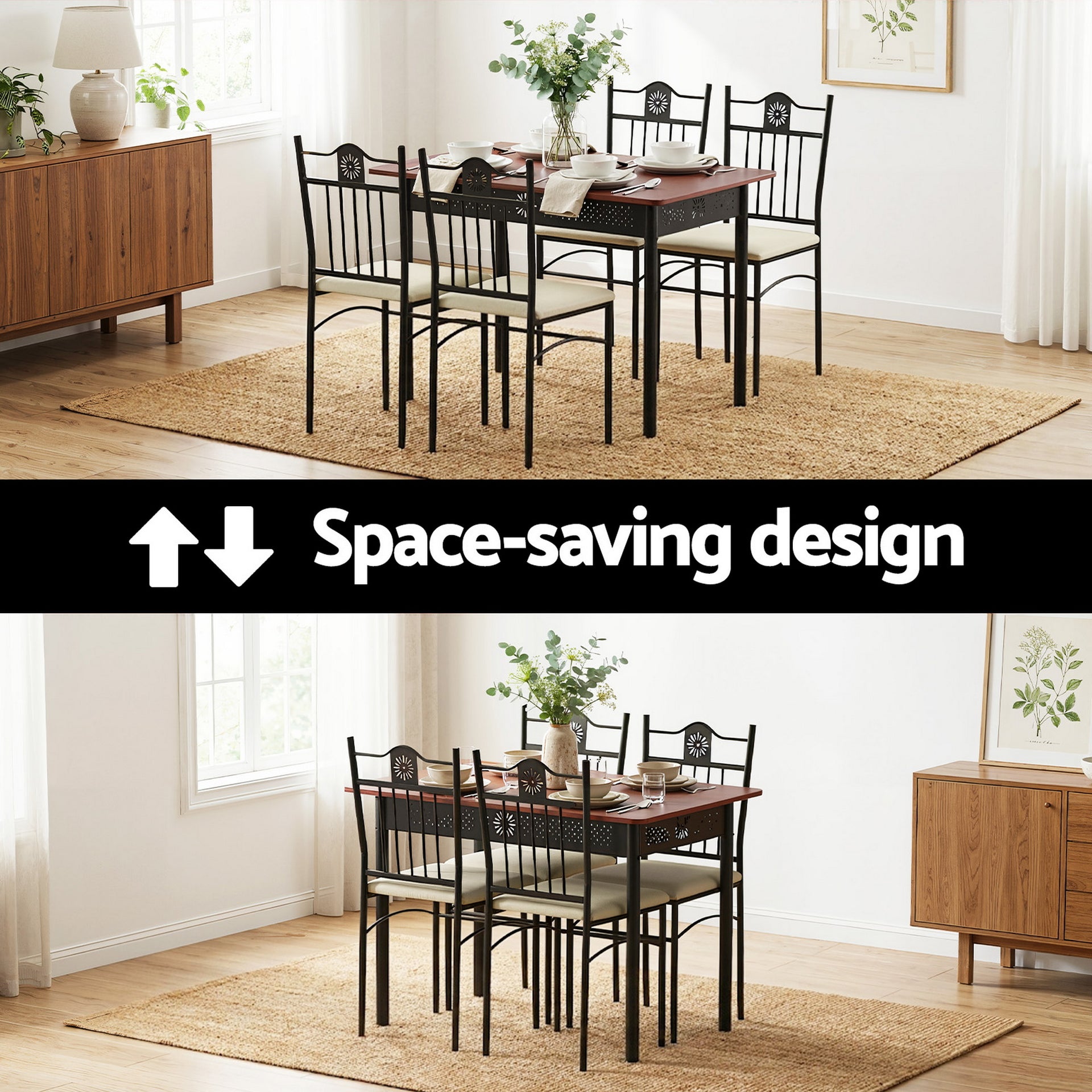 Artiss Dining Table and Chairs Set of 5 Compact Kitchen Furniture Upholstered Awezingly